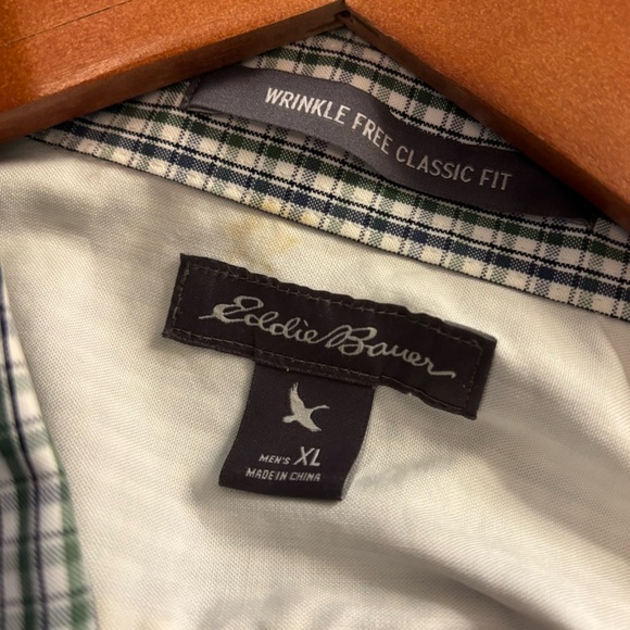 Eddie Bauer Men’s Size XL Wrinkle Free Classic Fit Button Down Shirt, Green/Blue - Picture 8 of 8